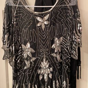 Vintage 100% silk Indian top embroidered sheer